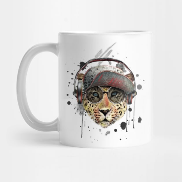 Leopard listening to music by stark.shop